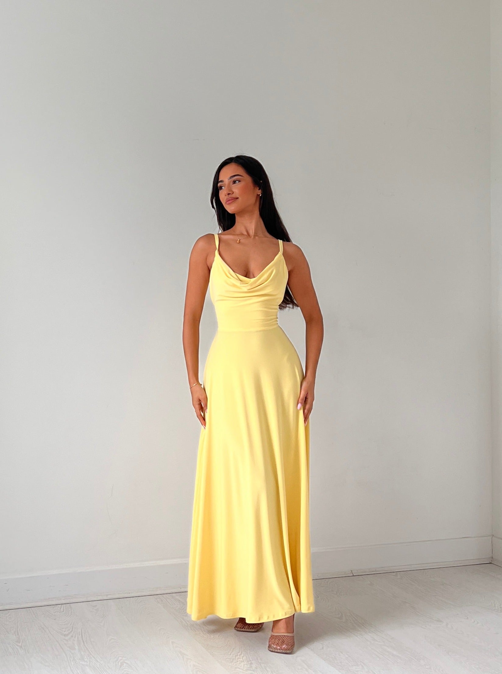 Lulah Drape Maxi Dress with Built-in Bra – AYM USD