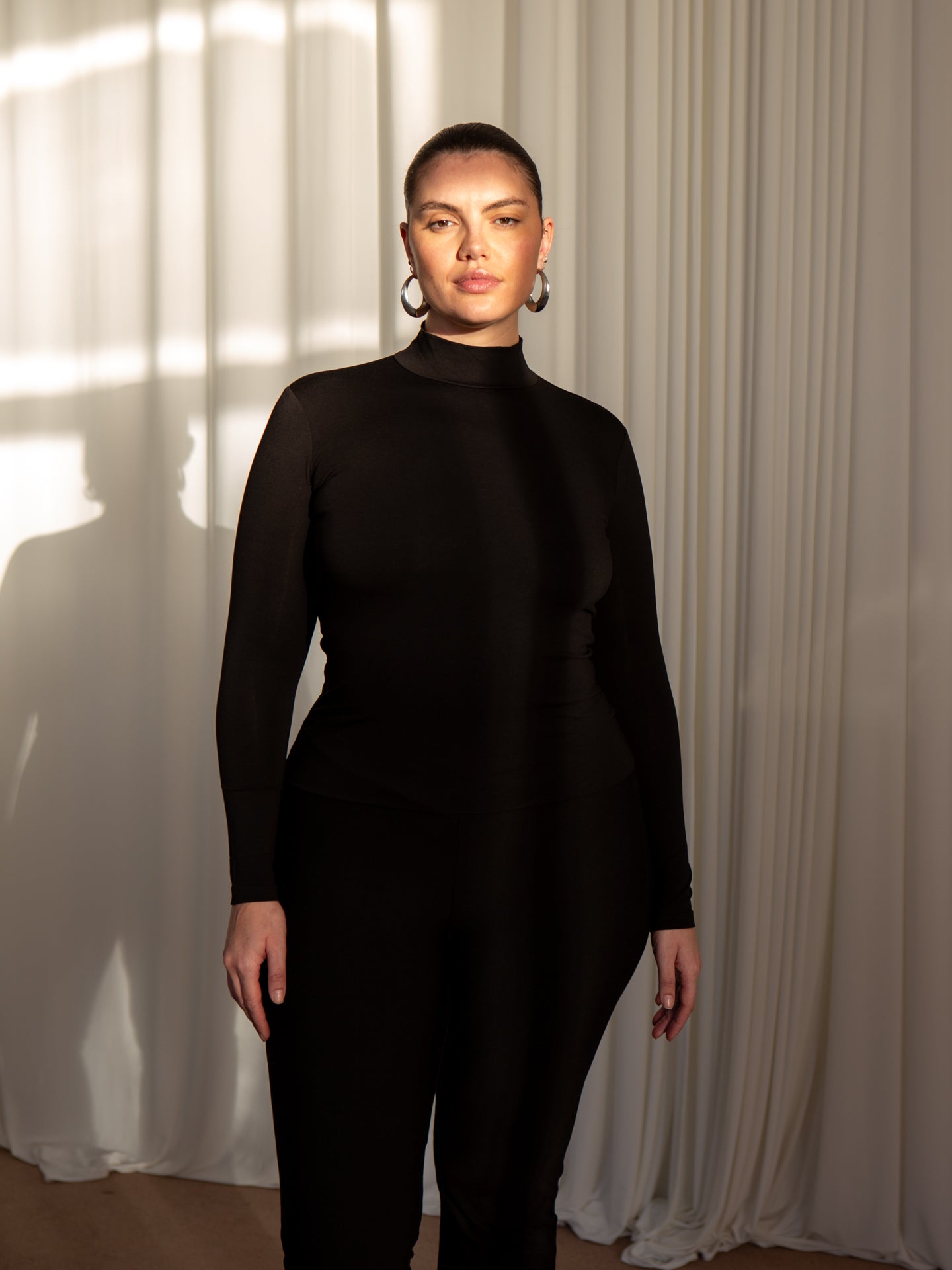 Theo Turtleneck Long Sleeve Top in Organic Bamboo