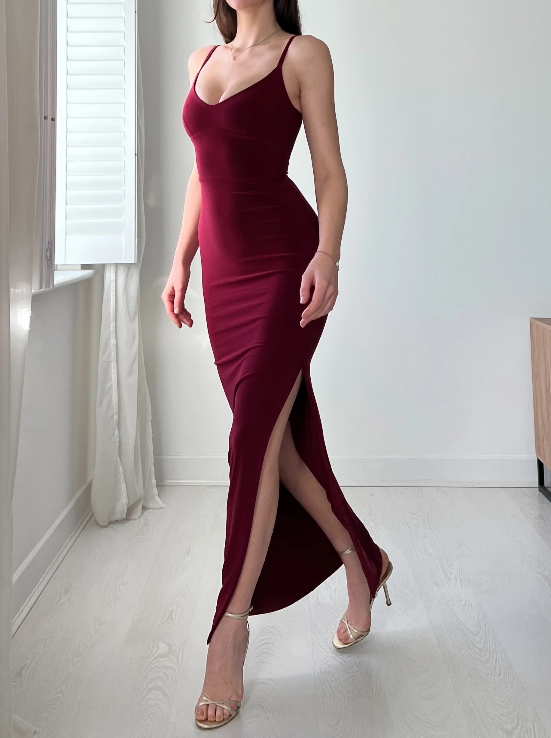 Lulah Drape Maxi Dress with Built-in Bra – AYM